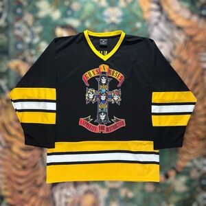 Guns N Roses NEW Hockey Jersey Appetite For Destruction Tour Black Yellow Large